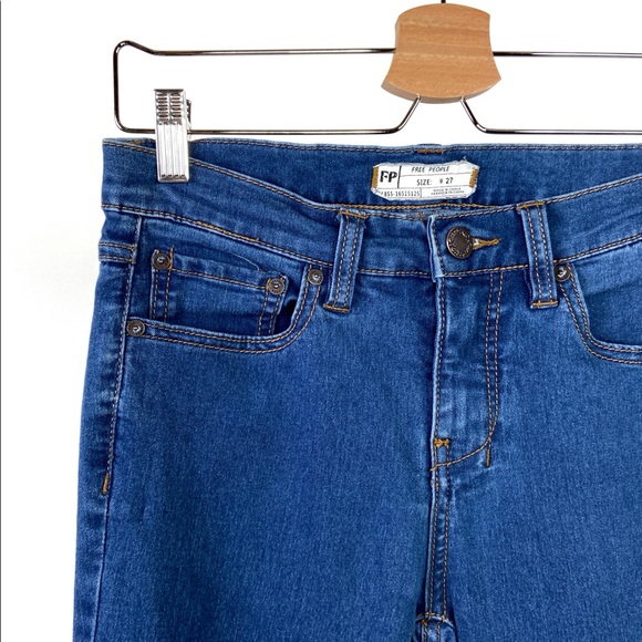 Free People Flared Jeans Dallas Blue Mid Rise - Picture 6 of 11